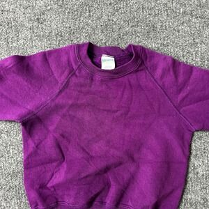 Cheetah Sweatshirt Kids Size L(7) Purple Raglan Sleeve Fleece Pullover USA Made